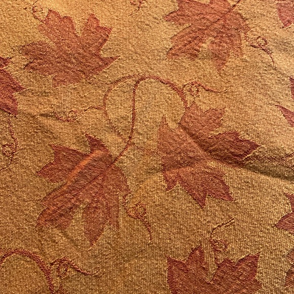 Two-tone orange cotton tablecloth with maples leaf design.  Approximately 58” - Picture 2 of 8